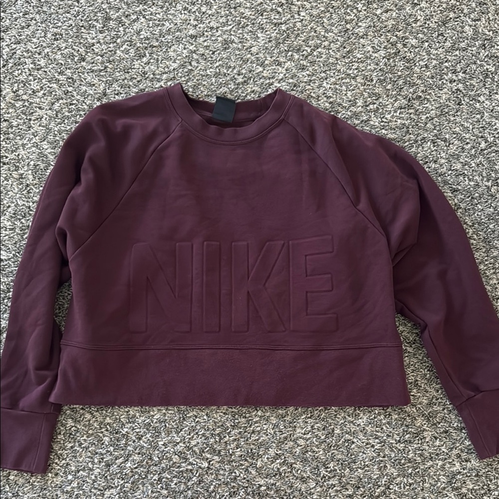 Nike Red Cropped Long Sleeve Sweatshirt